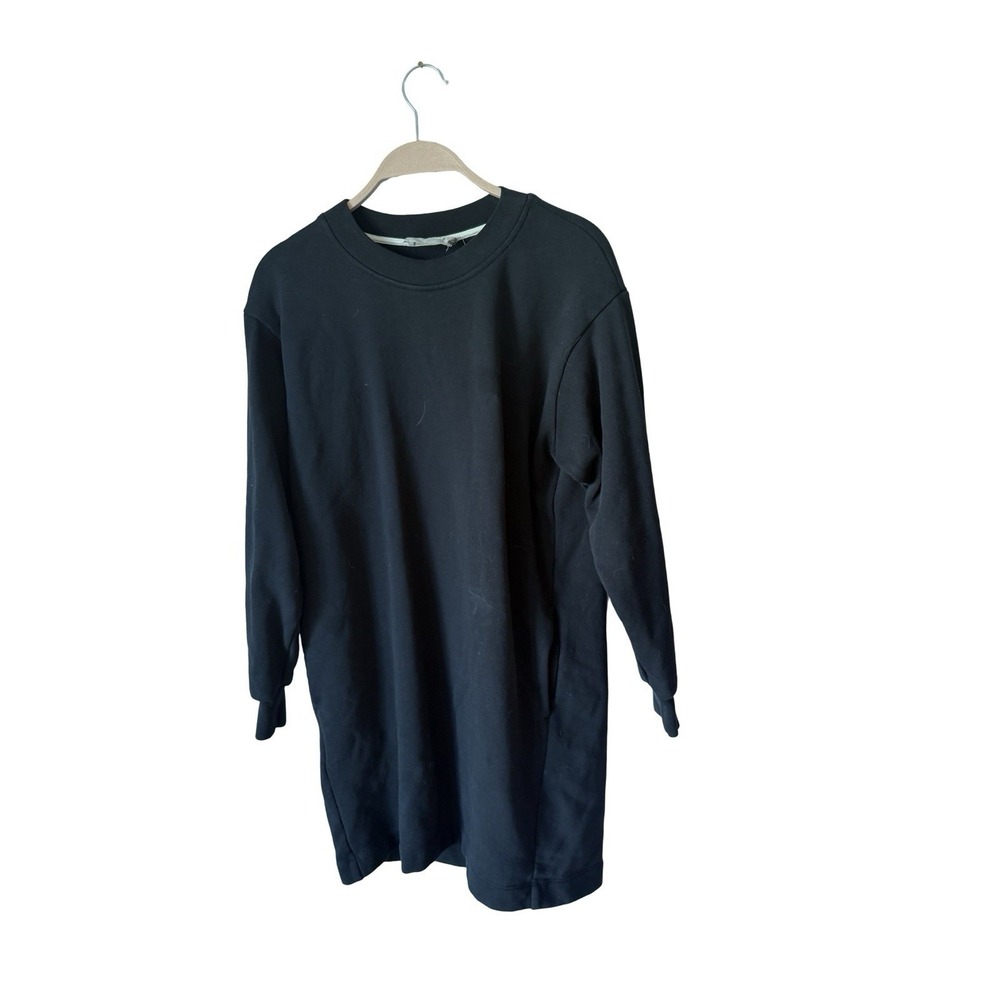 Everlane French Terry Crew Neck Sweatshirt Dress W/ Pockets in Black Size Small